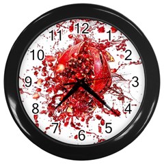 Red Pomegranate Fried Fruit Juice Wall Clock (black) by Mariart