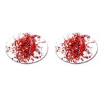 Red Pomegranate Fried Fruit Juice Cufflinks (Oval) Front(Pair)