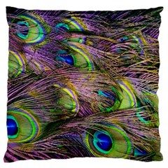 Peacock Feathers Standard Flano Cushion Case (one Side) by WensdaiAmbrose