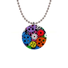 The Gears Are Turning 1  Button Necklace by WensdaiAmbrose