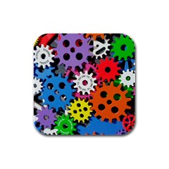 The Gears Are Turning Rubber Square Coaster (4 Pack)  by WensdaiAmbrose