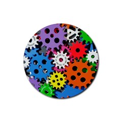 The Gears Are Turning Rubber Coaster (round)  by WensdaiAmbrose