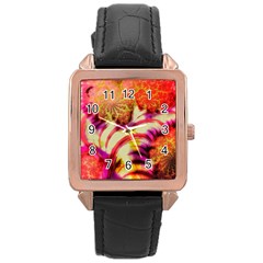 Fractal Mandelbrot Art Wallpaper Rose Gold Leather Watch  by Pakrebo