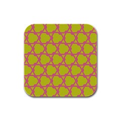 Pattern Background Structure Pink Rubber Square Coaster (4 Pack)  by Pakrebo