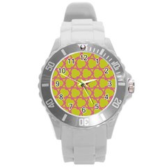 Pattern Background Structure Pink Round Plastic Sport Watch (l) by Pakrebo