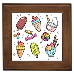 Doodle Cartoon Drawn Cone Food Framed Tiles by Pakrebo