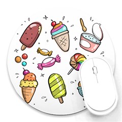 Doodle Cartoon Drawn Cone Food Round Mousepads by Pakrebo