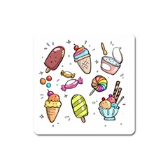 Doodle Cartoon Drawn Cone Food Square Magnet by Pakrebo