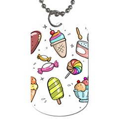 Doodle Cartoon Drawn Cone Food Dog Tag (two Sides) by Pakrebo