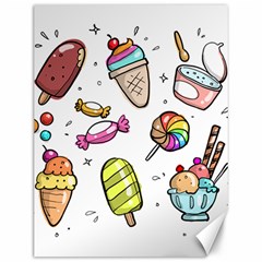 Doodle Cartoon Drawn Cone Food Canvas 12  X 16  by Pakrebo