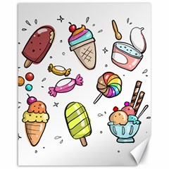 Doodle Cartoon Drawn Cone Food Canvas 16  X 20  by Pakrebo