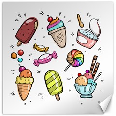 Doodle Cartoon Drawn Cone Food Canvas 20  X 20  by Pakrebo