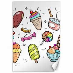 Doodle Cartoon Drawn Cone Food Canvas 24  X 36  by Pakrebo