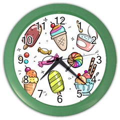 Doodle Cartoon Drawn Cone Food Color Wall Clock by Pakrebo