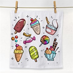 Doodle Cartoon Drawn Cone Food Face Towel by Pakrebo