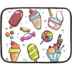 Doodle Cartoon Drawn Cone Food Double Sided Fleece Blanket (mini)  by Pakrebo