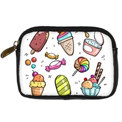 Doodle Cartoon Drawn Cone Food Digital Camera Leather Case by Pakrebo