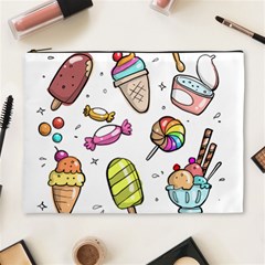 Doodle Cartoon Drawn Cone Food Cosmetic Bag (xl) by Pakrebo