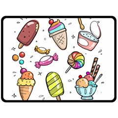 Doodle Cartoon Drawn Cone Food Fleece Blanket (large)  by Pakrebo