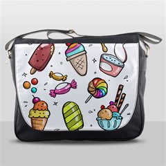 Doodle Cartoon Drawn Cone Food Messenger Bag by Pakrebo