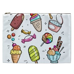 Doodle Cartoon Drawn Cone Food Cosmetic Bag (xxl) by Pakrebo