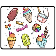 Doodle Cartoon Drawn Cone Food Double Sided Fleece Blanket (medium)  by Pakrebo