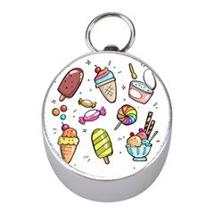 Doodle Cartoon Drawn Cone Food Mini Silver Compasses by Pakrebo