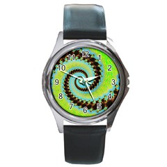 Fractal Julia Mandelbrot Art Round Metal Watch by Pakrebo