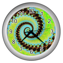 Fractal Julia Mandelbrot Art Wall Clock (silver) by Pakrebo