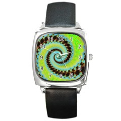 Fractal Julia Mandelbrot Art Square Metal Watch by Pakrebo