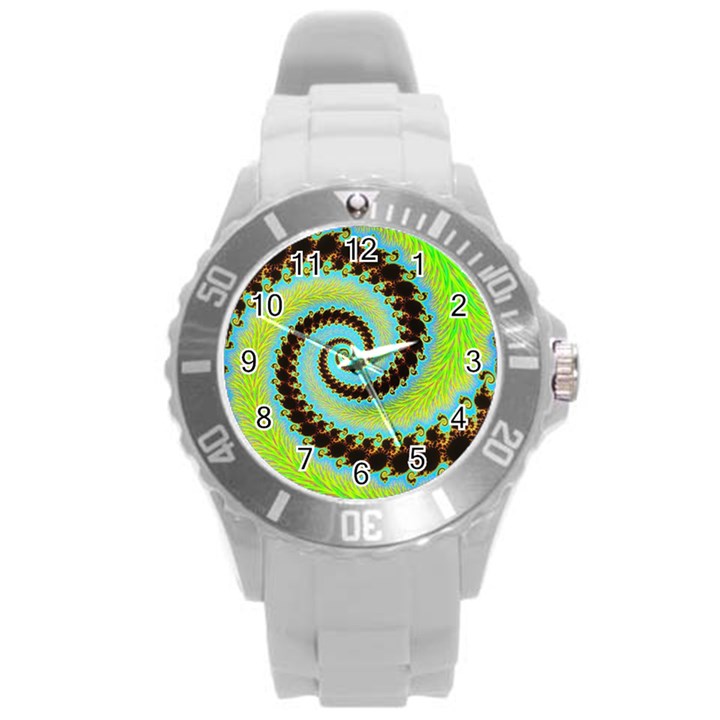 Fractal Julia Mandelbrot Art Round Plastic Sport Watch (L)