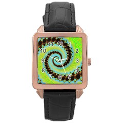 Fractal Julia Mandelbrot Art Rose Gold Leather Watch  by Pakrebo