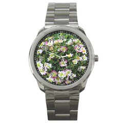 Mosaic Structure Pattern Background Sport Metal Watch by Pakrebo