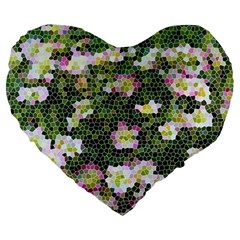 Mosaic Structure Pattern Background Large 19  Premium Flano Heart Shape Cushions by Pakrebo