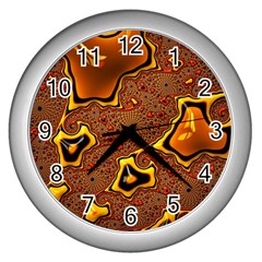 Fractal Julia Mandelbrot Art Wall Clock (silver) by Pakrebo