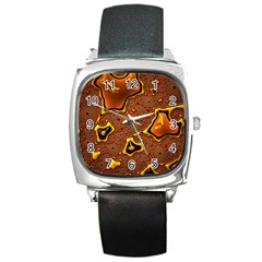 Fractal Julia Mandelbrot Art Square Metal Watch by Pakrebo