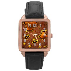 Fractal Julia Mandelbrot Art Rose Gold Leather Watch  by Pakrebo