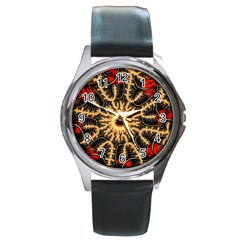 Fractal Julia Mandelbrot Art Round Metal Watch by Pakrebo