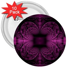 Fractal Magenta Pattern Geometry 3  Buttons (10 Pack)  by Pakrebo