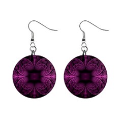 Fractal Magenta Pattern Geometry Mini Button Earrings by Pakrebo