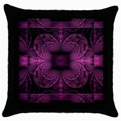 Fractal Magenta Pattern Geometry Throw Pillow Case (black) by Pakrebo