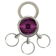 Fractal Magenta Pattern Geometry 3-ring Key Chains by Pakrebo