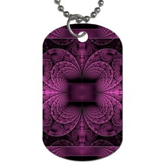 Fractal Magenta Pattern Geometry Dog Tag (two Sides) by Pakrebo