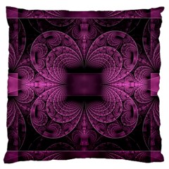 Fractal Magenta Pattern Geometry Large Cushion Case (one Side) by Pakrebo