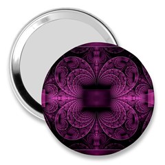 Fractal Magenta Pattern Geometry 3  Handbag Mirrors by Pakrebo