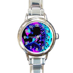 Fractal Pattern Spiral Abstract Round Italian Charm Watch by Pakrebo