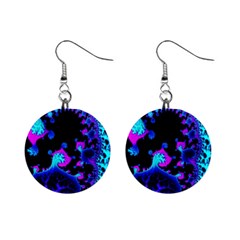 Fractal Pattern Spiral Abstract Mini Button Earrings by Pakrebo