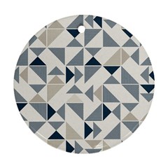 Geometric Triangle Modern Mosaic Round Ornament (two Sides) by Pakrebo