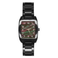 Pattern Structure Background Lines Stainless Steel Barrel Watch by Pakrebo