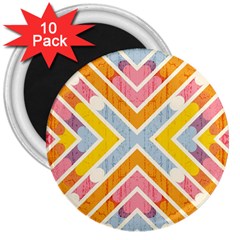 Line Pattern Cross Print Repeat 3  Magnets (10 Pack)  by Pakrebo